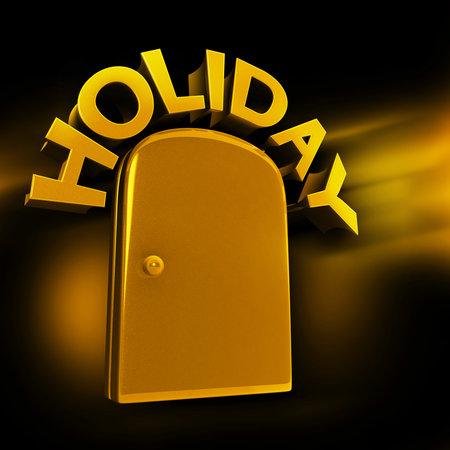 Golden entrance to luxury holiday concept 3d illustrationの写真素材