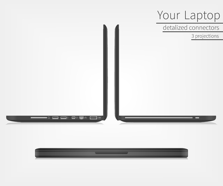 Laptop side view on white background illustration.のイラスト素材