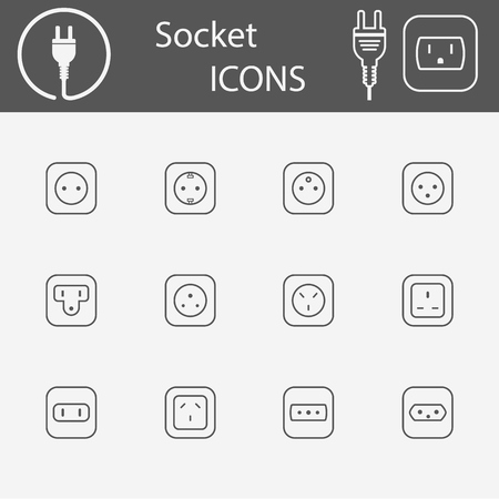 Electric outlet line icons.のイラスト素材