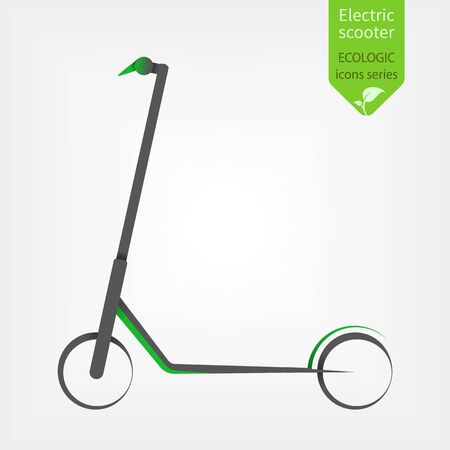 Electric scooter isolated on white background. Eco alternative transport concept in green style.のイラスト素材