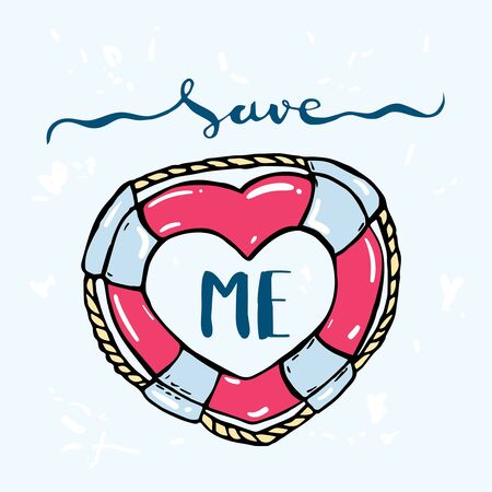 Save me lettering. Hand drawn vector illustration, design, greeting card, logoのイラスト素材