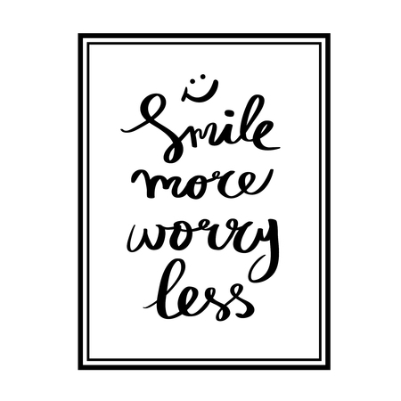 Calligraphy Smile more hand brush lettering inspirational posterのイラスト素材