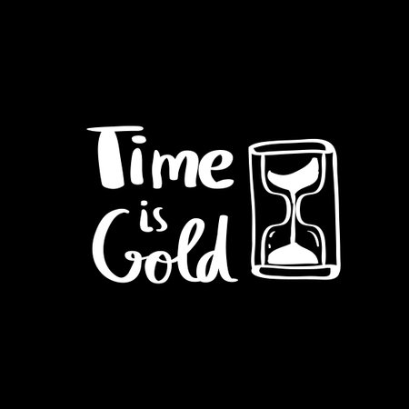 Calligraphy time is gold hand brush lettering inspirational poster
