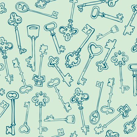 Seamless pattern with vintage keys. Background for clothesの写真素材