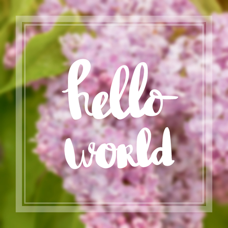 Motivational Quote on purple color background Hello worldの写真素材