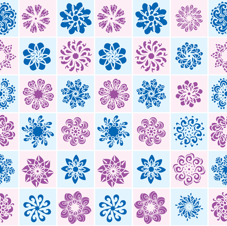 Abstract seamless pattern with flowers  pink and blue floral seamlessのイラスト素材