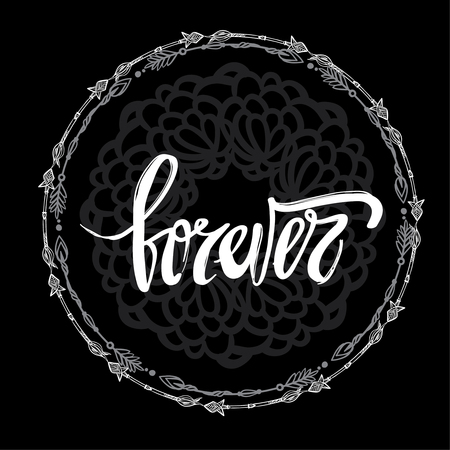 Forever calligraphy handwritten on a background. Hand written typography poster.のイラスト素材