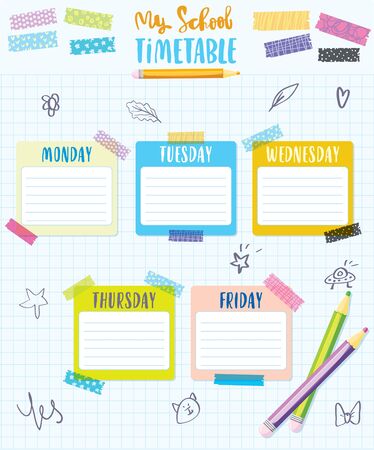 Place for your text. My School timetable schedule back to schoolの写真素材