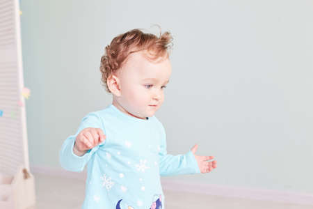 Portrait of a child emotion on a clean backgroundの写真素材