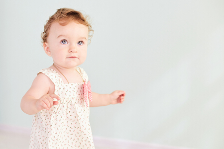 portrait of a little baby emotionsの写真素材