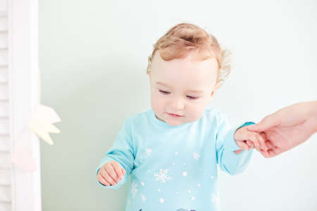 portrait of a little baby emotionsの写真素材