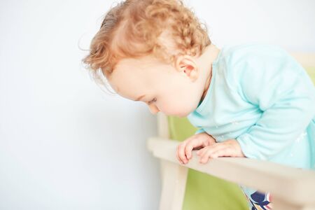 portrait of a little baby emotionsの写真素材