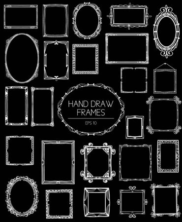 Big Collection of beautiful hand drawn frames. Vintage style.のイラスト素材