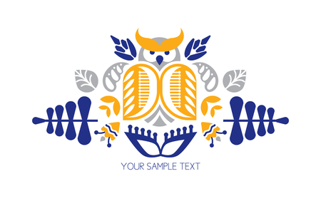 Folk decorative compositional elements for tags, cards, emblems, logos. Folk artのイラスト素材