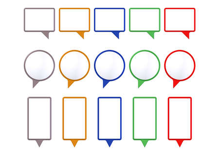 Speech colored bubbles on white backgroundの写真素材