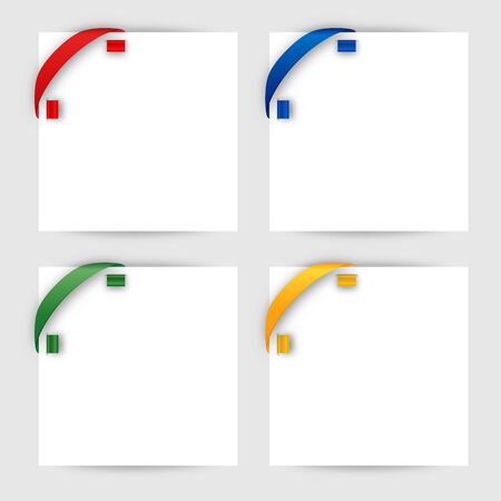 Color corner ribbon on a white paper のイラスト素材