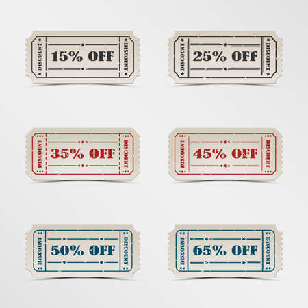 Collection discount vintage ticketのイラスト素材