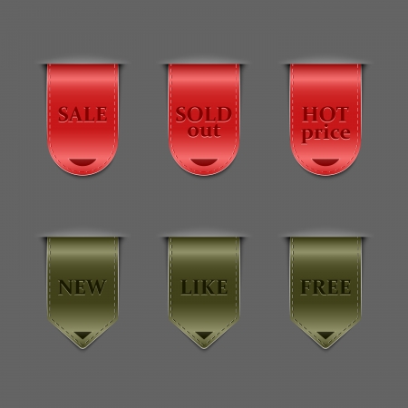 Collection of red and green retro ribbons のイラスト素材