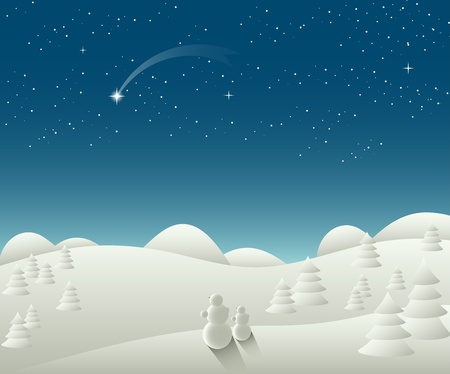 Winter Christmas landscape with falling star vector eps 10のイラスト素材