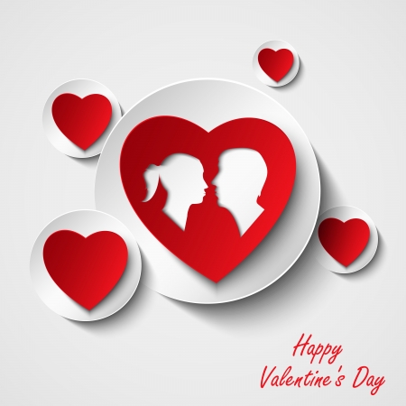 Ilustración de Valentine card with red hearts and lovers vector eps 10 - Imagen libre de derechos