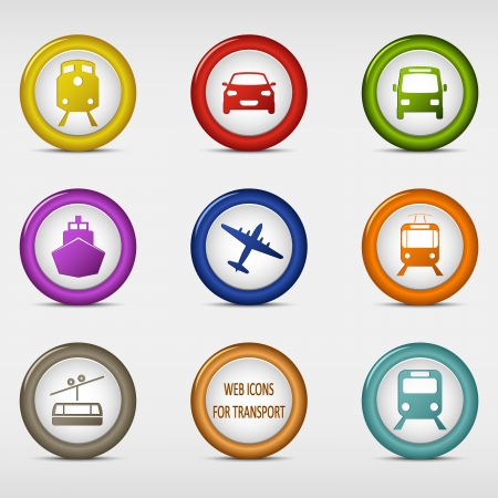 Set of colored round web icons for transport vector eps 10のイラスト素材
