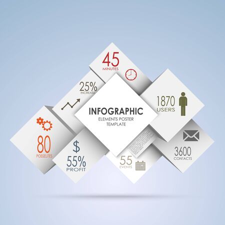 Abstract squares and white cubes info graphicのイラスト素材