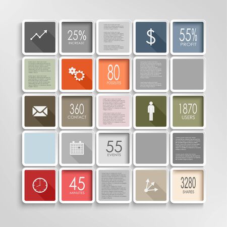 Modern squares colorful info graphic templateのイラスト素材