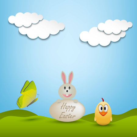 Easter greeting card with animals vector eps 10のイラスト素材
