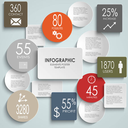 Abstract colored round rectangle info graphic template vector のイラスト素材
