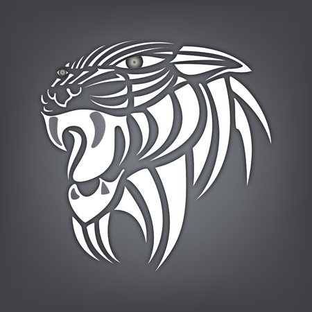 White silhouette of tiger on a black background のイラスト素材