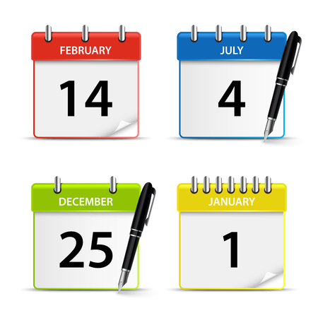 Calendar web colored icons template vector eps 10のイラスト素材