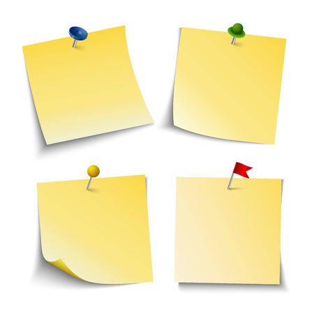 Note paper with push colored pins template vector eps 10のイラスト素材
