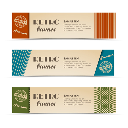 Retro horizontal banners with colored stripes vector eps 10のイラスト素材