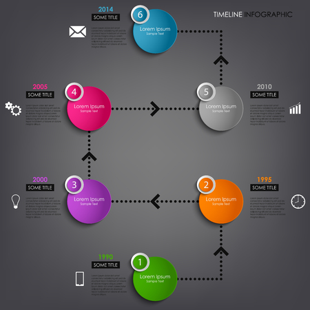 Time line info graphic colored round element template のイラスト素材