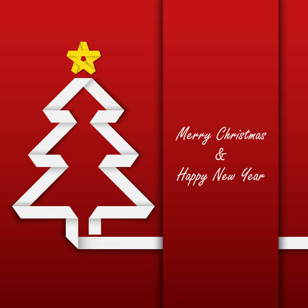 Christmas card with folded paper tree template vector eps 10のイラスト素材