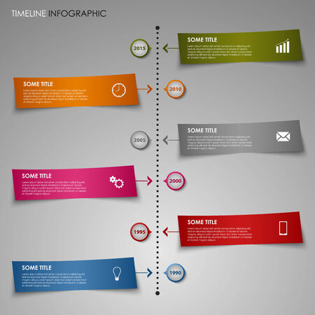 Time line info graphic color striped paper template vector eps 10のイラスト素材