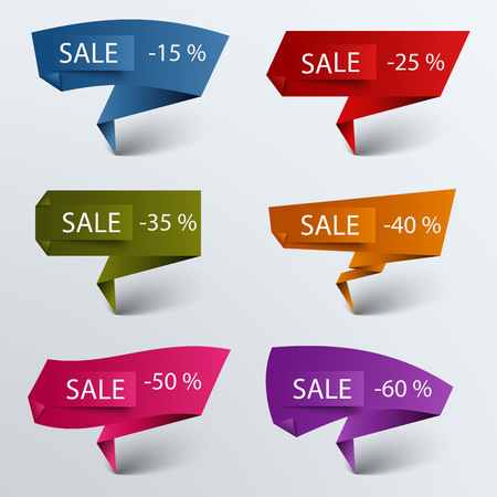Paper colored folded pointer sale discount template vector eps 10のイラスト素材