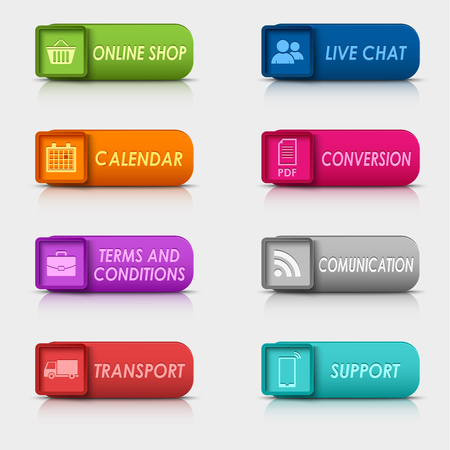 Colored set rectangular square web buttons vector eps 10のイラスト素材