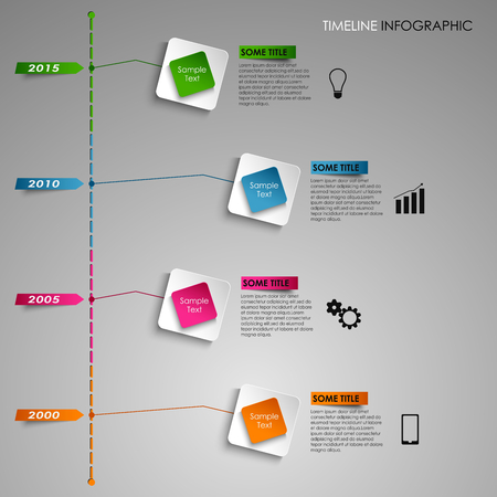 Time line info graphic colored square light template vector eps 10のイラスト素材