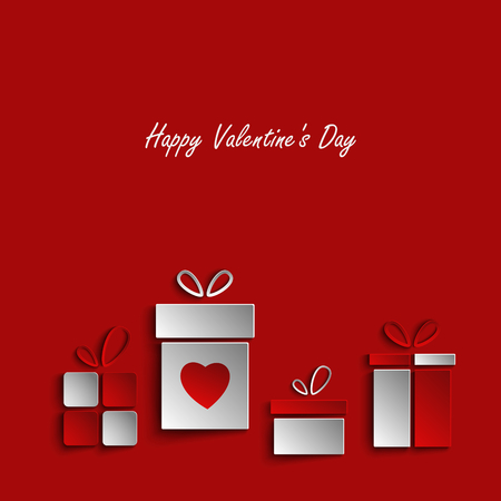 Valentines card with gifts on red background vector eps 10のイラスト素材