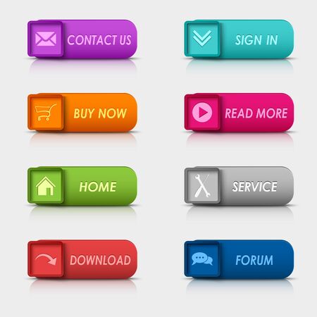 Colored set rectangular square web buttons element vectorのイラスト素材