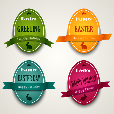 Easter colored eggs with ribbons vectorのイラスト素材