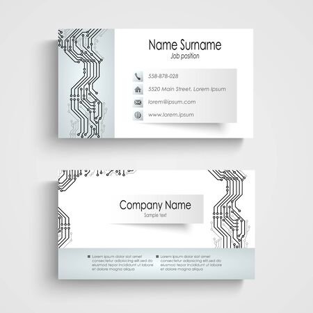 Modern business card with printed circuit board vector のイラスト素材