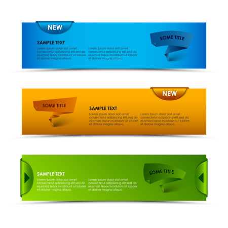 Modern horizontal banners with ribbons and pointers vector eps 10のイラスト素材