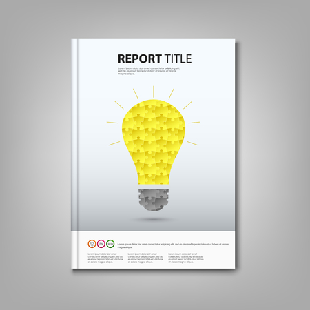 Brochures book or flyer with colored puzzle bulb template vector のイラスト素材