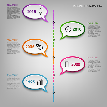 Time line info graphic with colorful dialogs bubbles template vector のイラスト素材