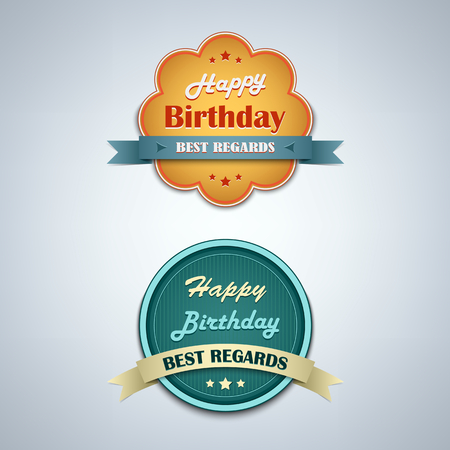 Birthday labels vintage retro design styleのイラスト素材