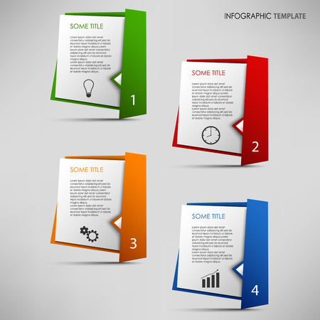 Info graphic with colored folded paper pointers template vector eps 10のイラスト素材