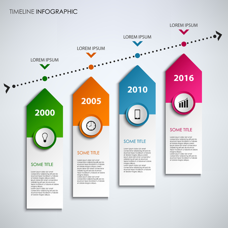 Time line info graphic with colored design arrows template vector eps 10のイラスト素材