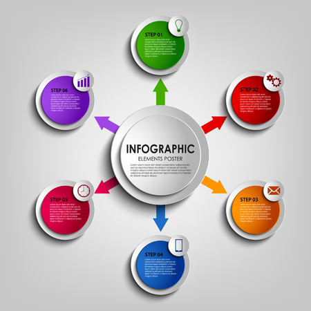 Info graphic with colorful round design indicators templateのイラスト素材